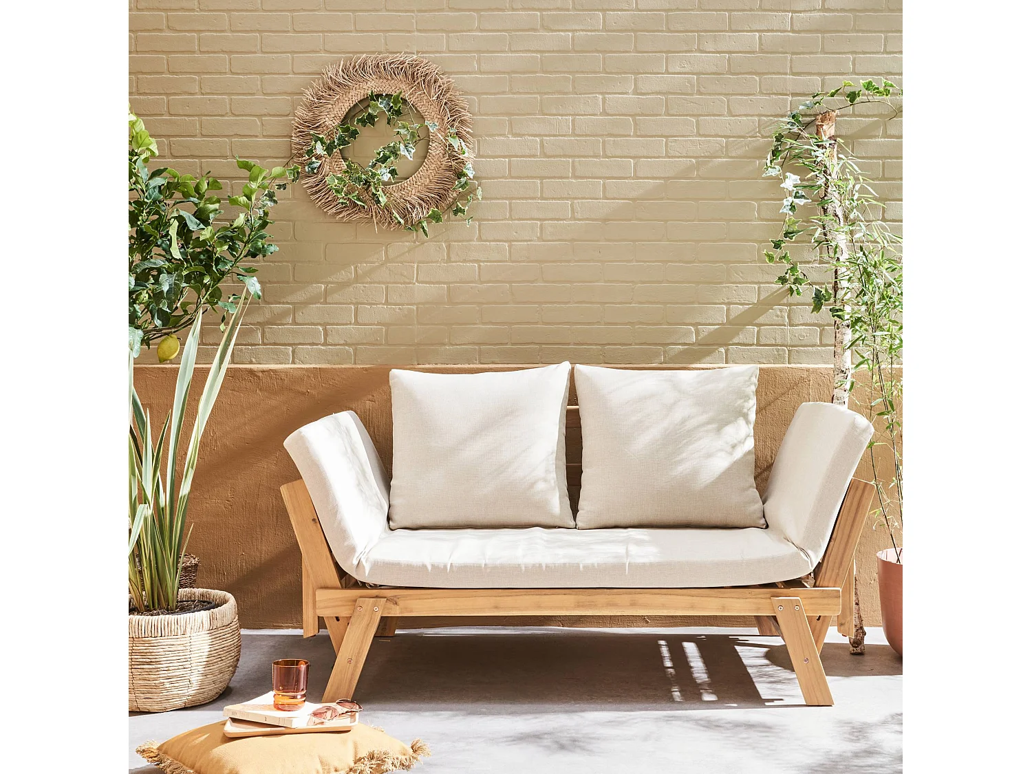 Panchina da giardino a 2/3 posti, beige