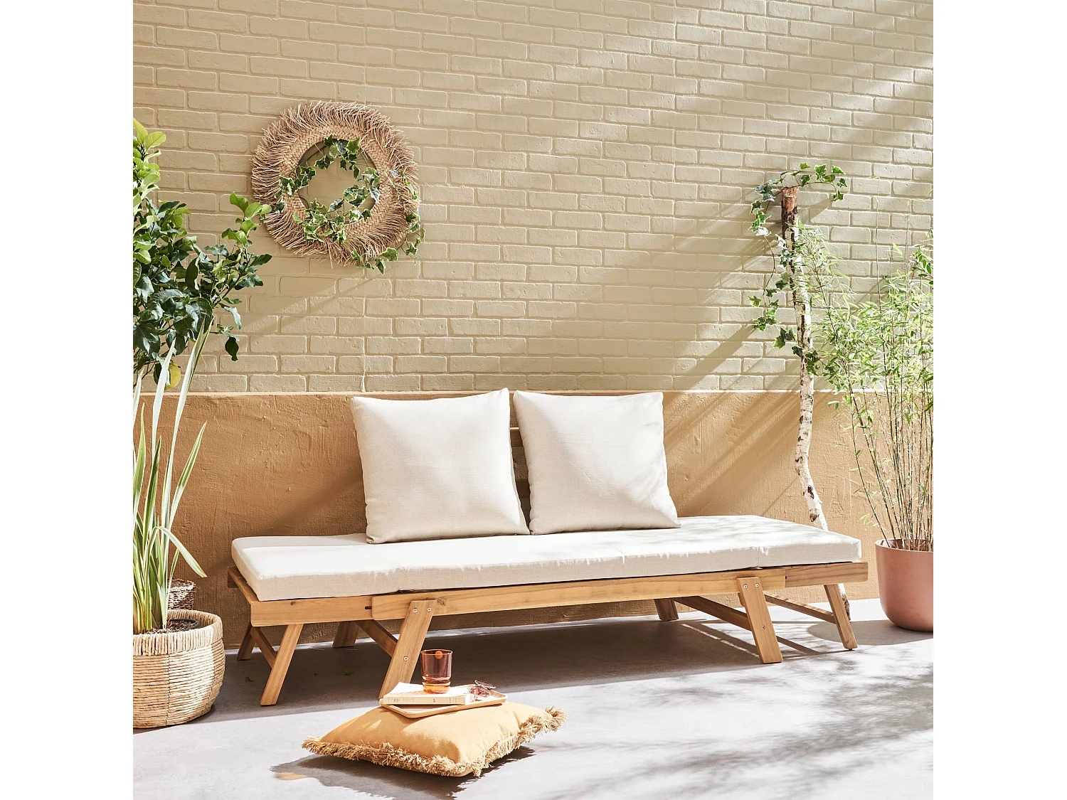 Panchina da giardino a 2/3 posti, beige