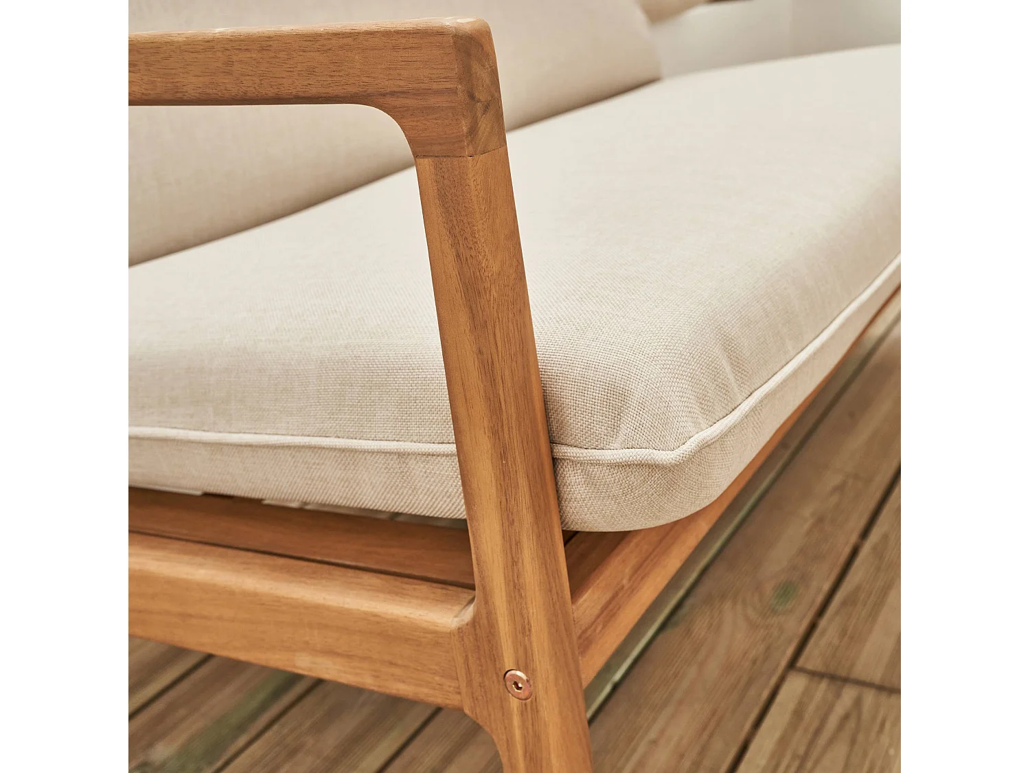 Salotto da giardino in acacia a 4 posti, beige