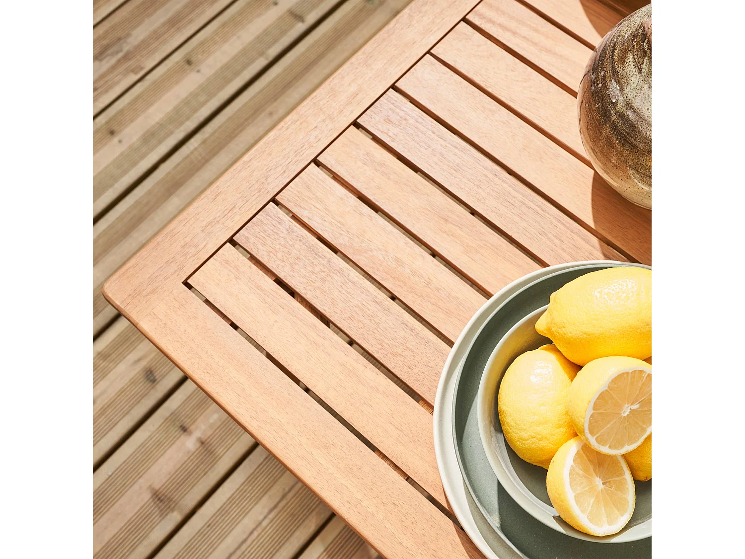 Salotto da giardino in acacia a 4 posti, beige