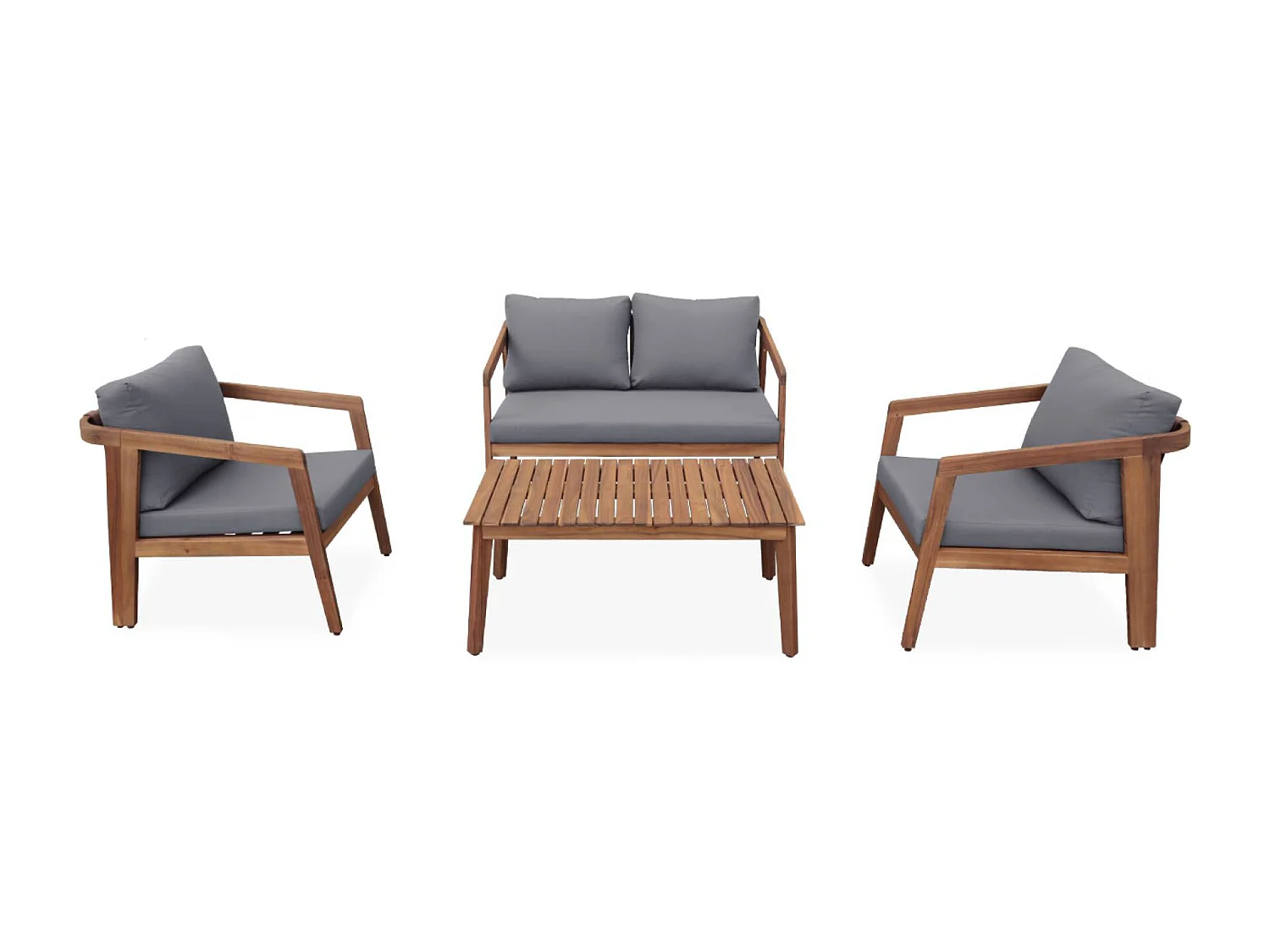 Set di mobili da giardino a 4 posti in legno di acacia, grigio