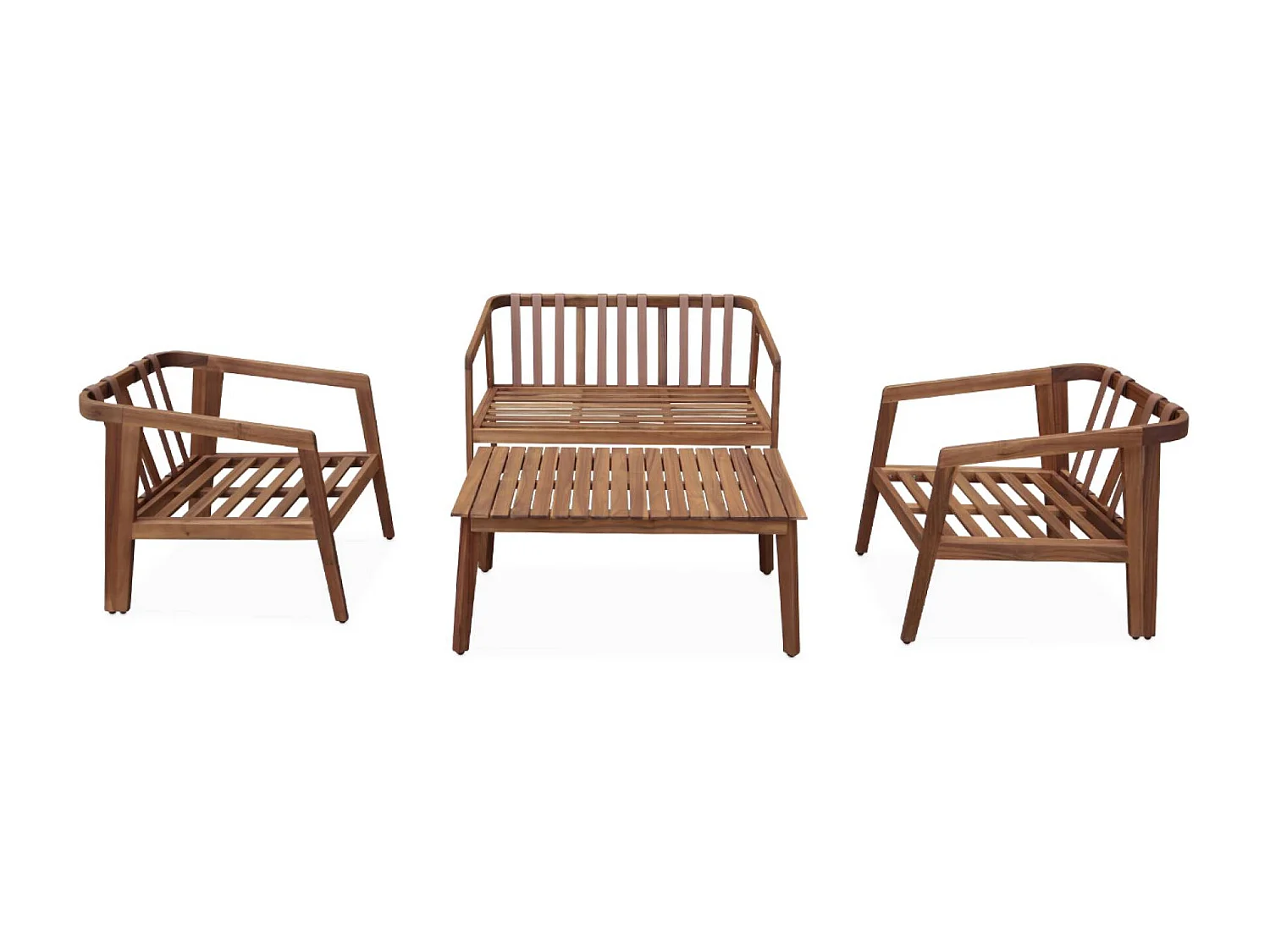 Set di mobili da giardino a 4 posti in legno di acacia, grigio