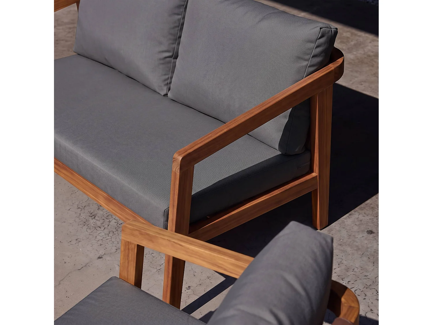 Conjunto de jardín de madera, 4 plazas, Gris