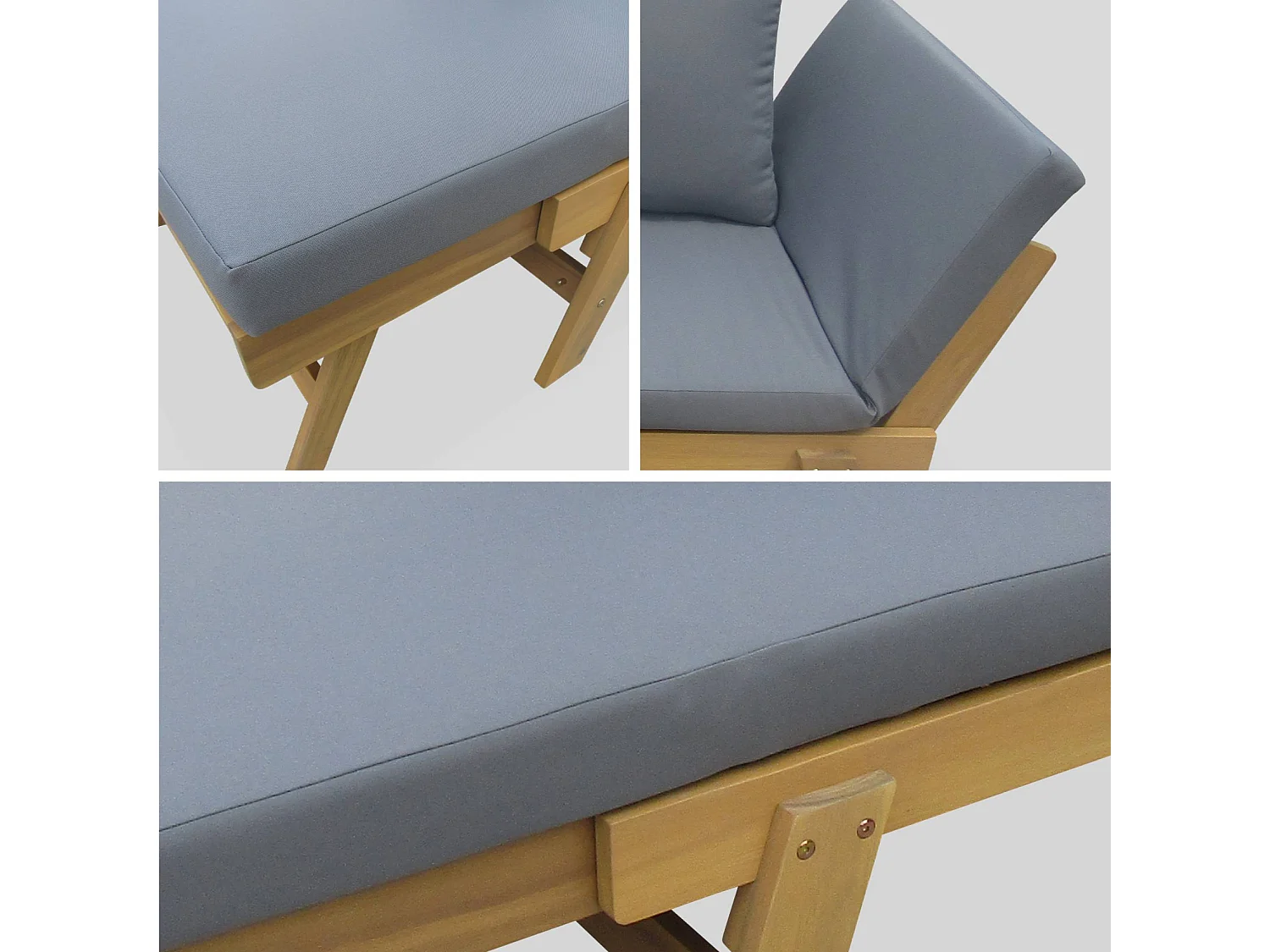 Banquette de jardin grise 2/3 places Jalance. accoudoirs modulables 155/200x72x74.5cm