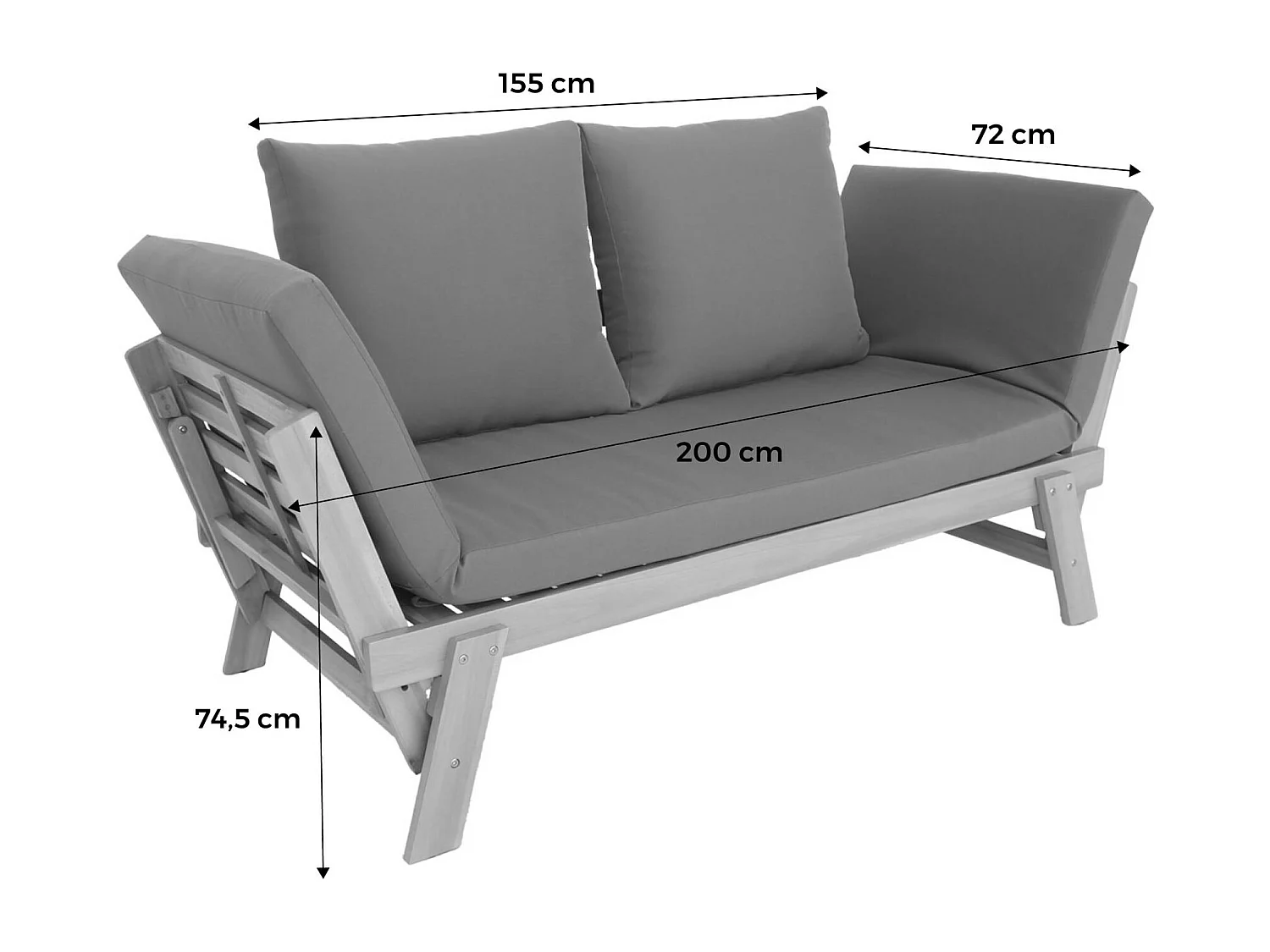 Panchina da giardino a 2/3 posti, grigio