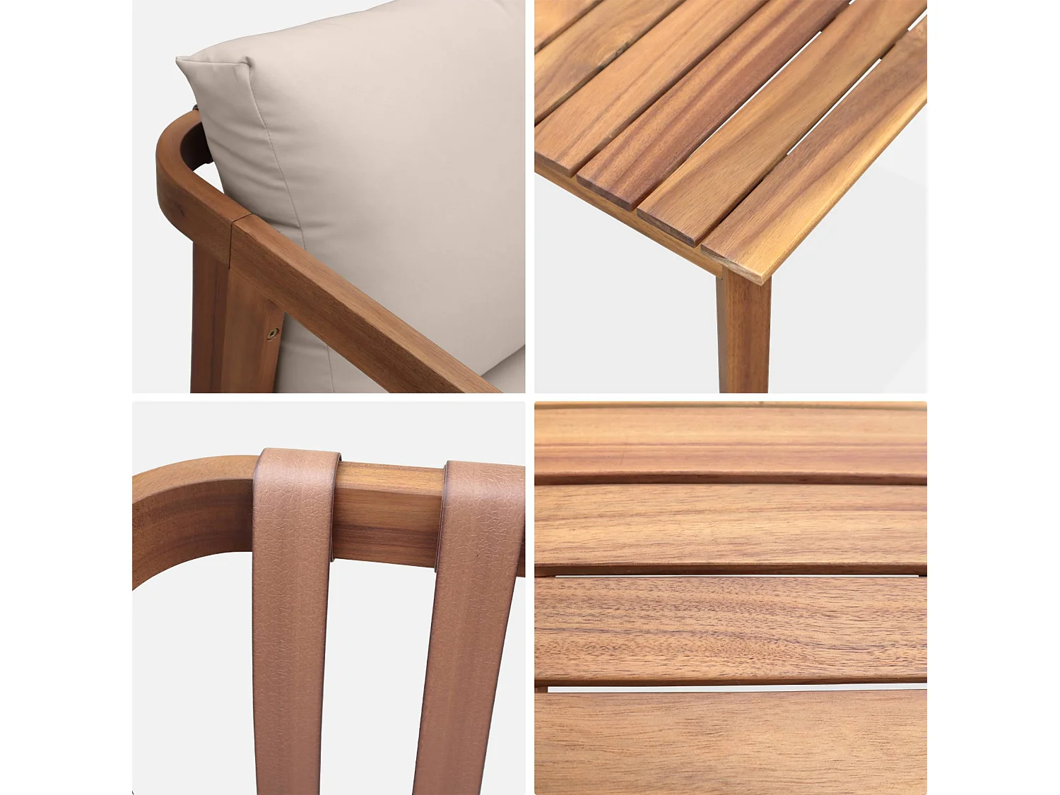 Conjunto de muebles de jardín de madera de 4 plazas beige
