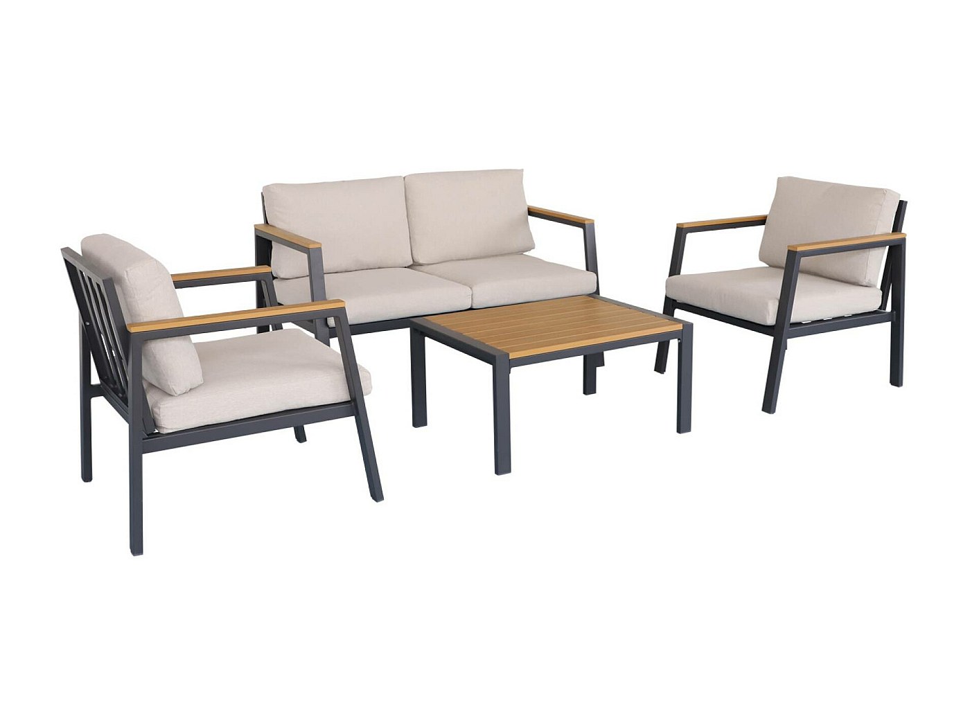 Set Salotto Giardino LOYNA Di MYLIA | Divano 2 Posti, 2 Poltrone E 2 Tavolini In Polipropilene E Metallo, Colore Bordeaux, 8 Cuscini Impermeabili