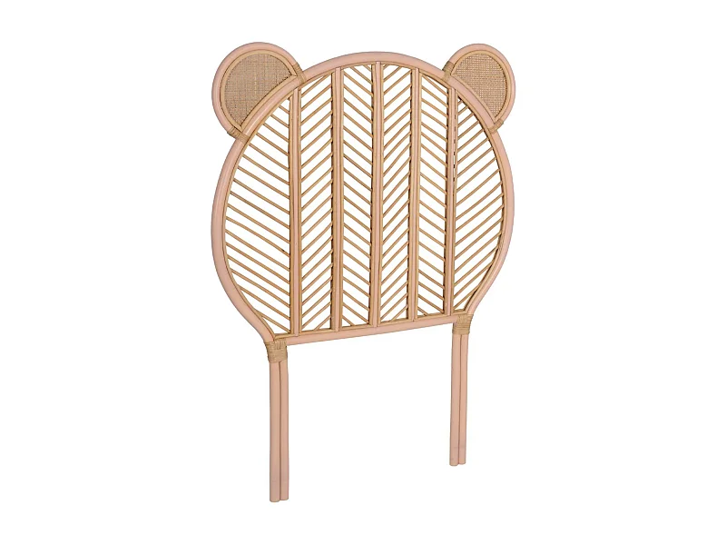 Tête de lit en rotin pour chambre enfant. Nias 90 x 100cm. coloris naturel / rose