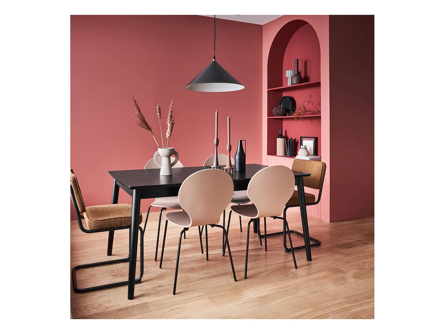 Mesa de comedor rectangular extensible de 6-8 plazas negro