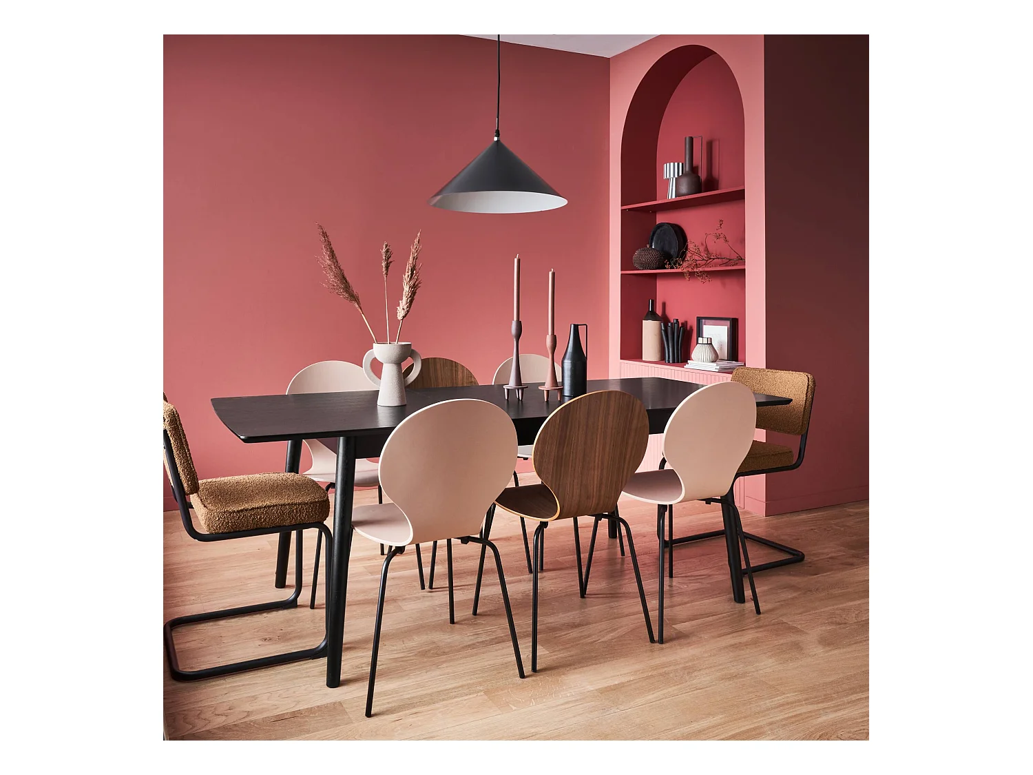 Mesa de comedor rectangular extensible de 6-8 plazas negro