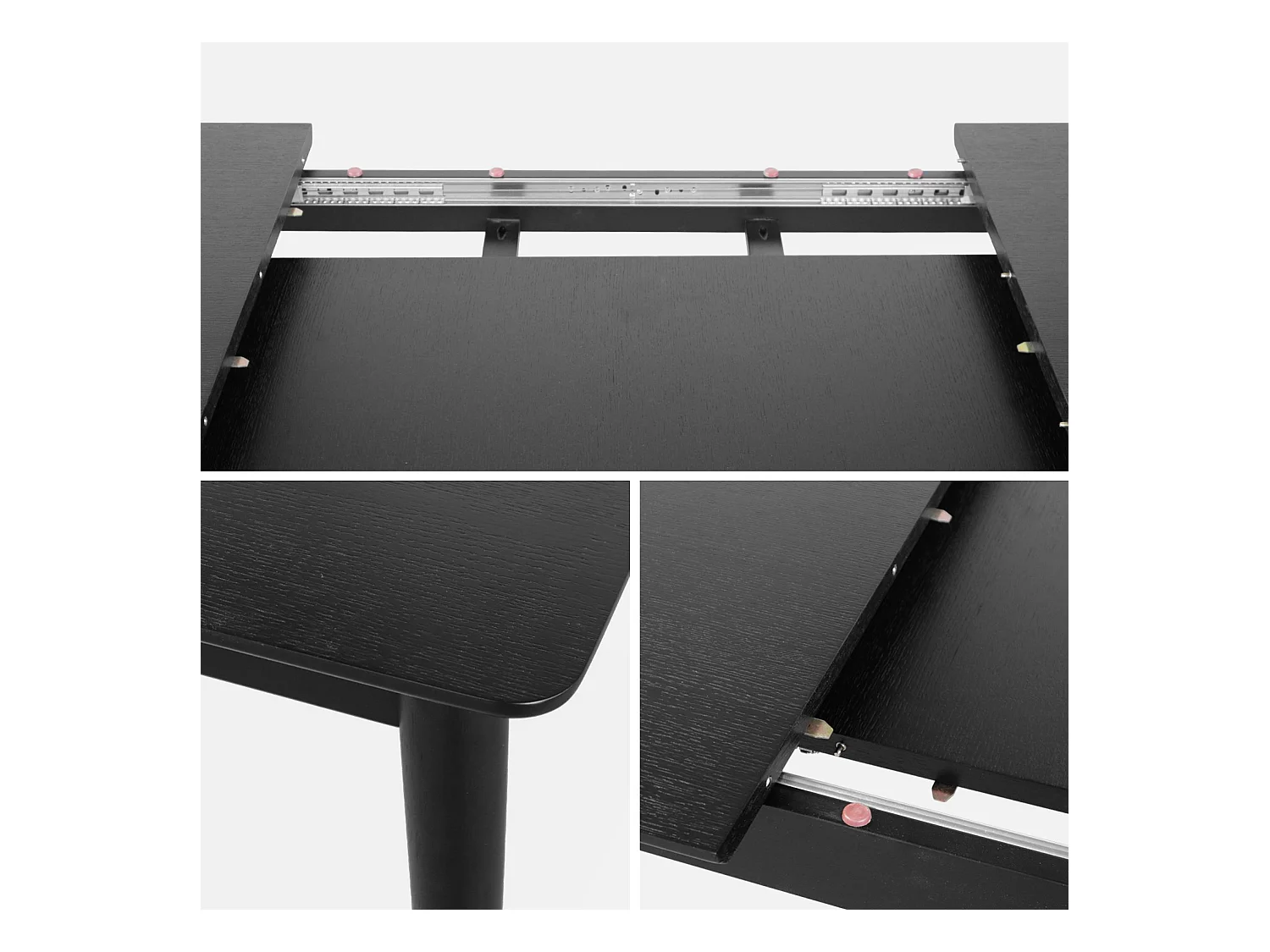 Mesa de comedor rectangular extensible de 6-8 plazas negro