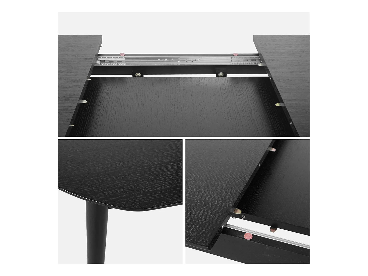 Mesa de comedor ovalada y extensible de 6 a 8 plazas negro
