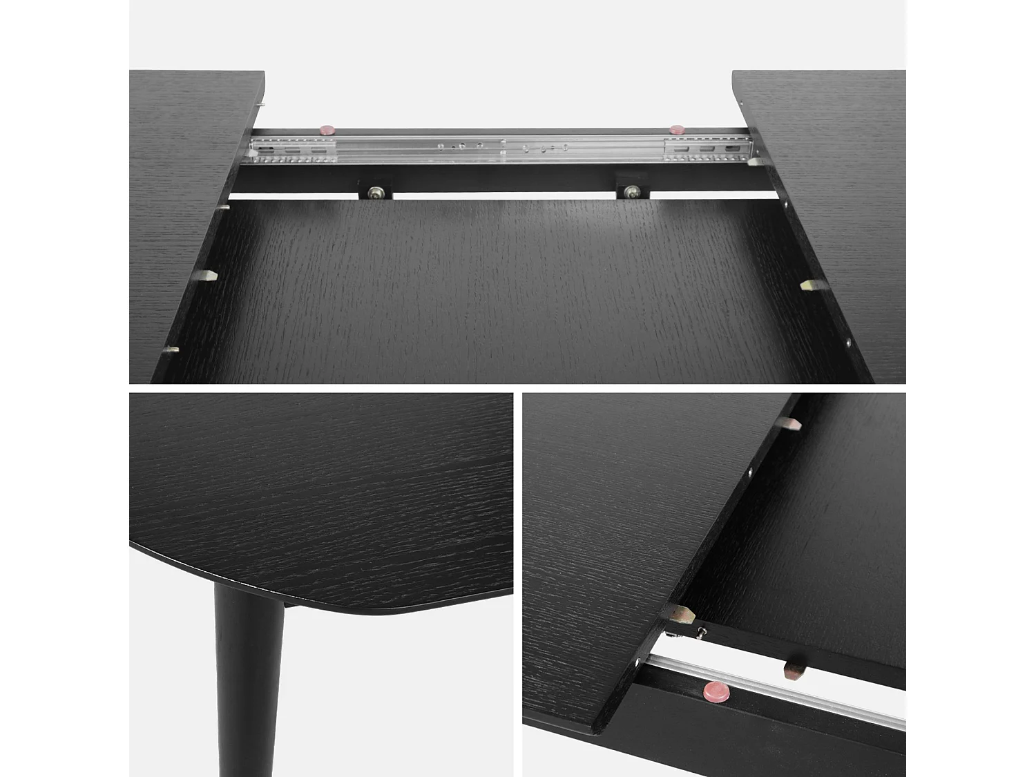 Mesa de comedor ovalada y extensible de 6 a 8 plazas negro