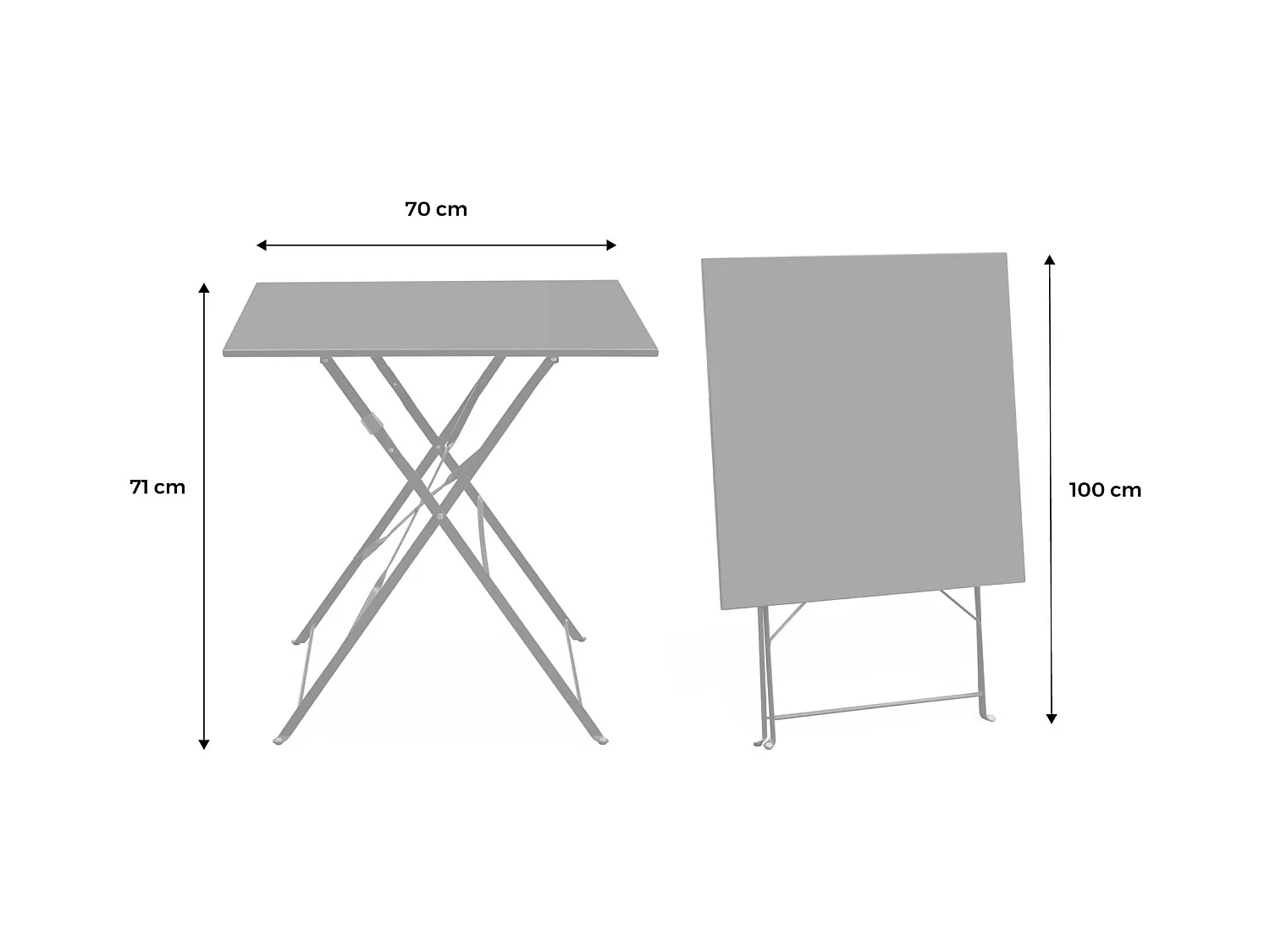 Mesa de jardín bistro plegable de metal 70x70cm terracotta