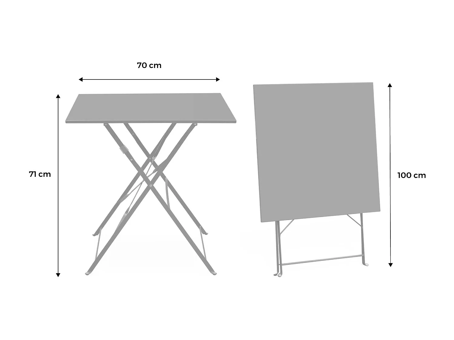Mesa de jardín bistro plegable de metal 70cm terracotta
