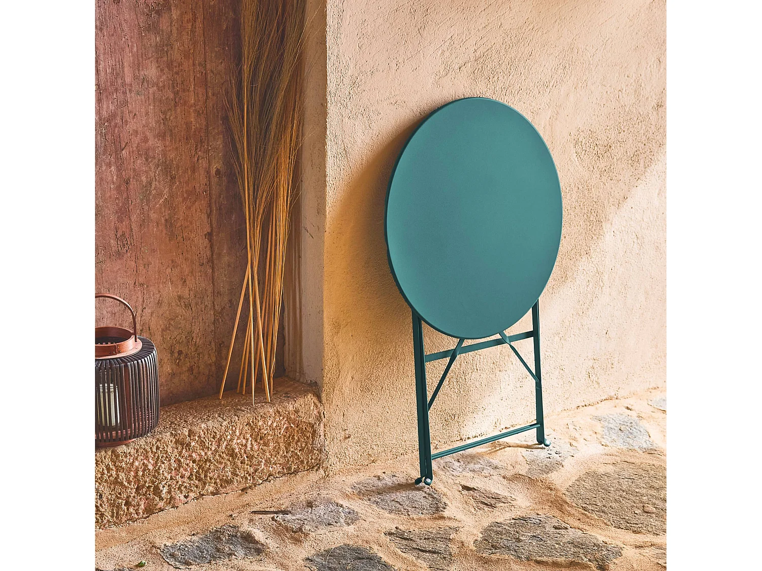 Table de jardin bistrot ronde Ø60cm pliable en acier thermolaqué