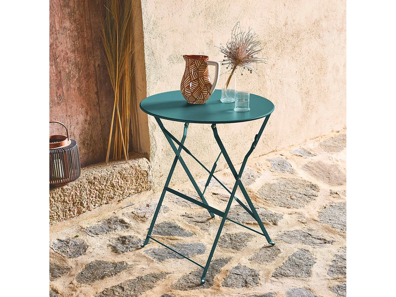 Tavolo da giardino bistrot pieghevole in metallo, 2 posti , blu