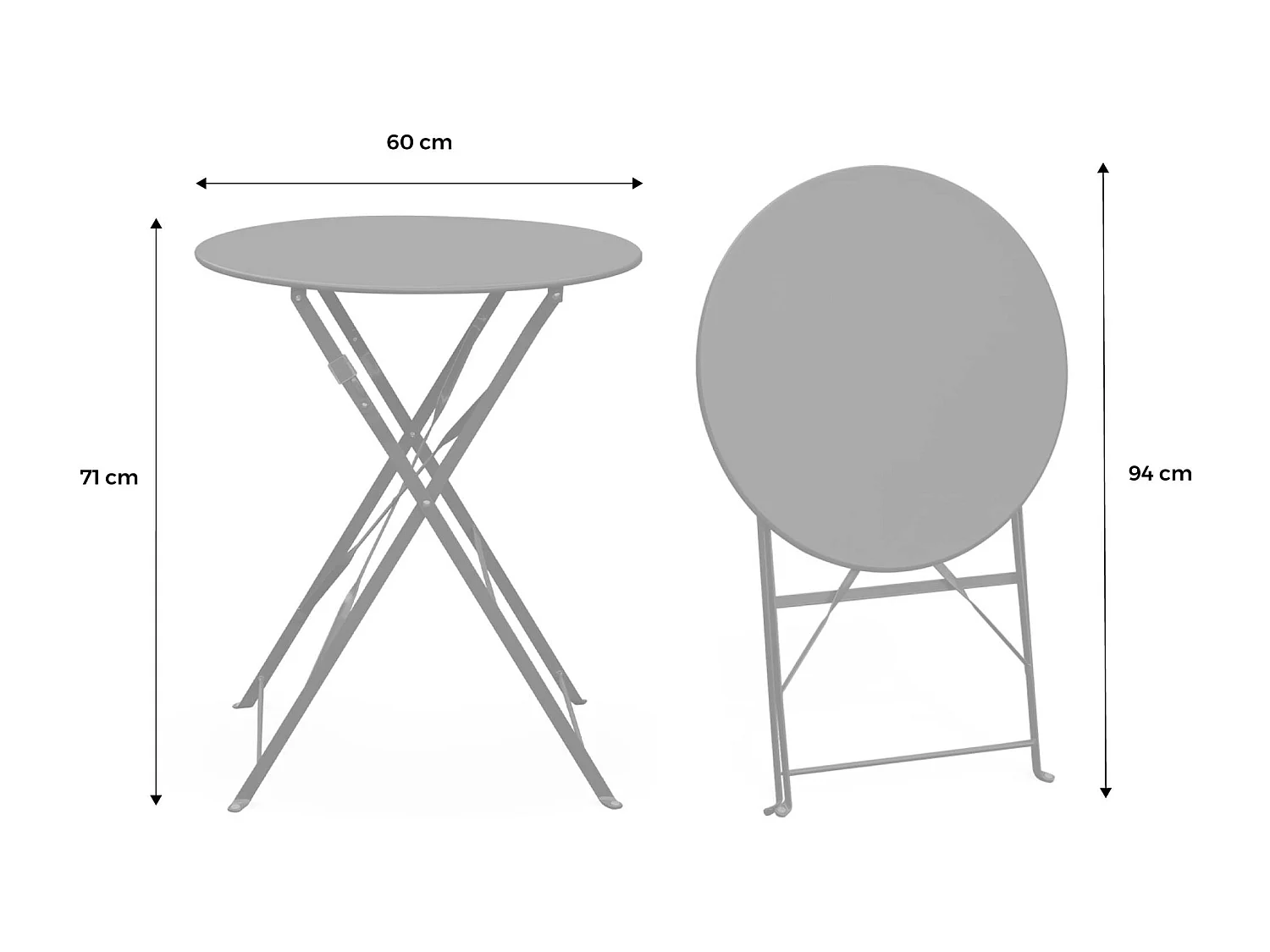 Tavolo da giardino bistrot pieghevole in metallo, 2 posti , blu