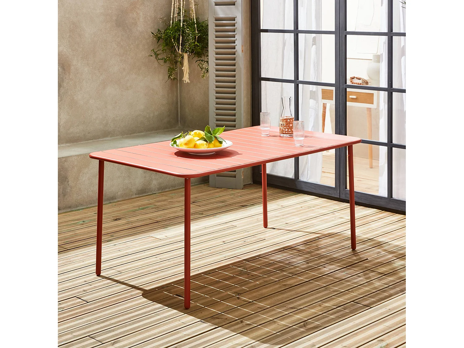 Table de jardin métal 6-8 places. terracotta. Amelia. 160x90xH72.5cm