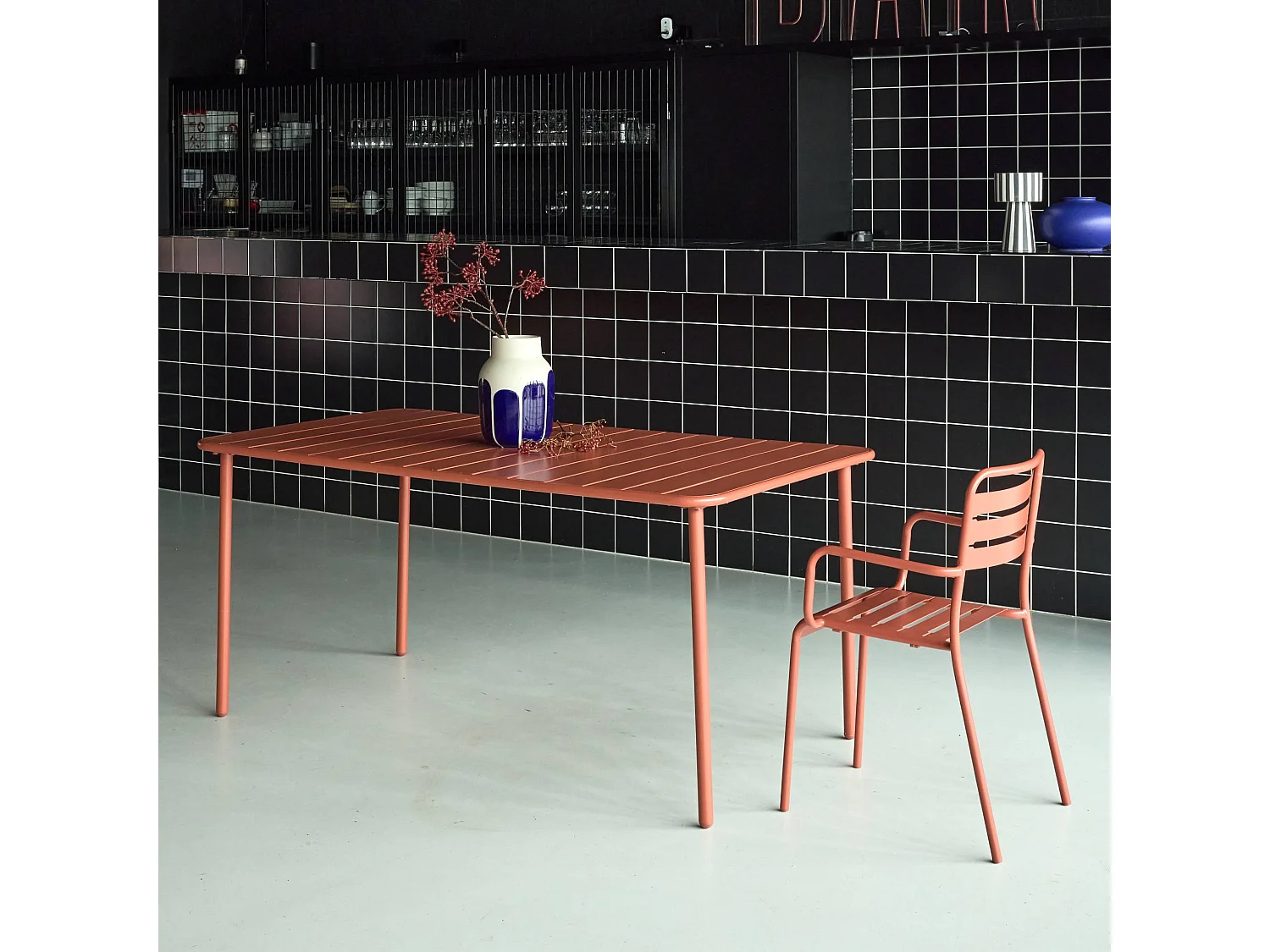 Tavolo da giardino in metall  6-8 posti, 160cm, terracotta