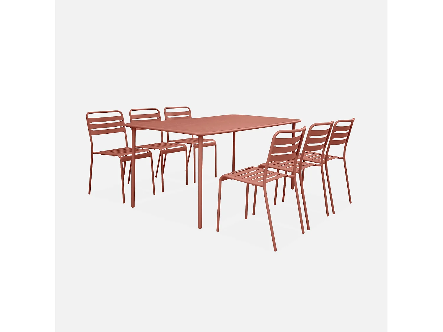 Tavolo da giardino in metallo 6-8 posti, 160cm, terracotta