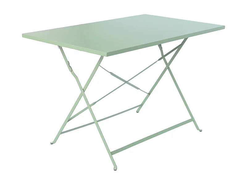 Mesa de jardín bistro plegable de metal 110x70cm, 4 plazas verde