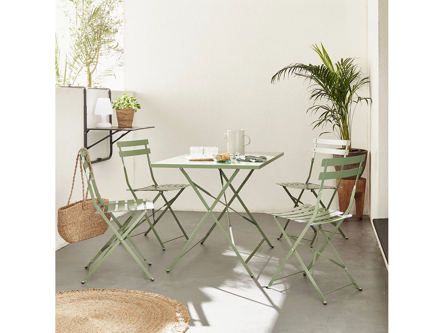 Tavolo da giardino bistrot pieghevole in metallo 110x70 cm, 4 posti ,