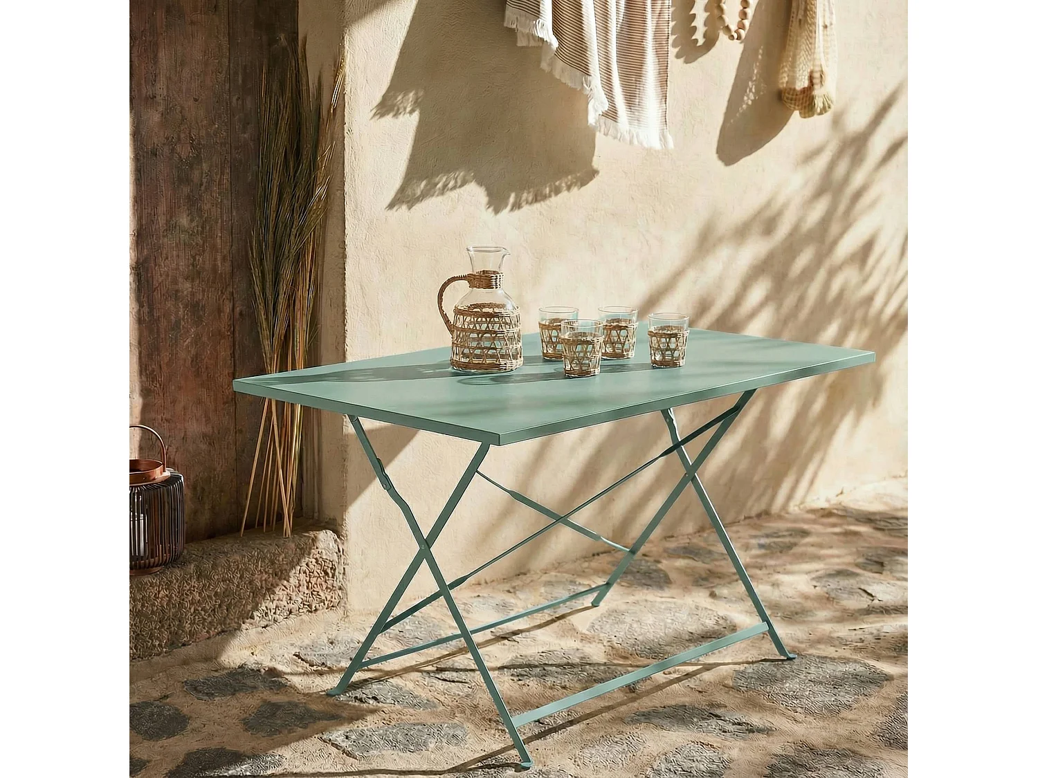 Tavolo da giardino bistrot pieghevole in metallo, 110cm, verde grigio