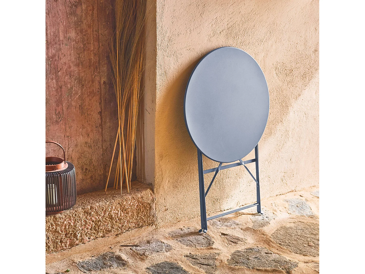 Table de jardin bistrot ronde Ø60cm pliable en acier thermolaqué