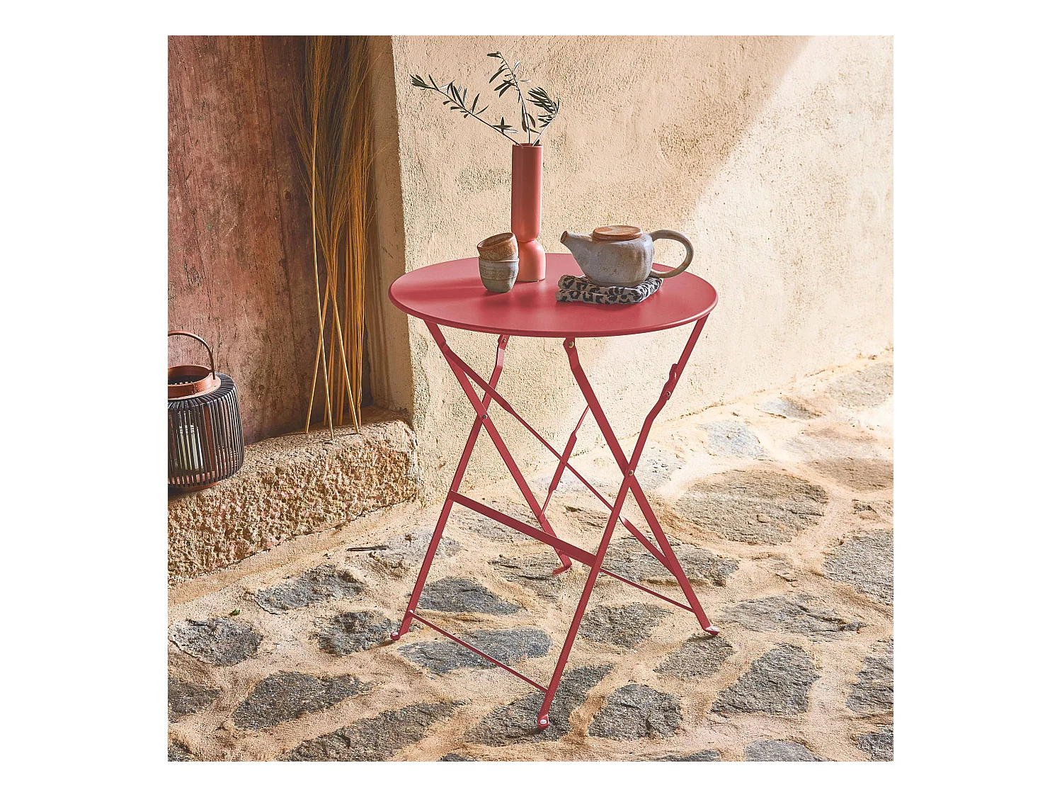 Table de jardin bistrot ronde Ø60cm pliable en acier thermolaqué
