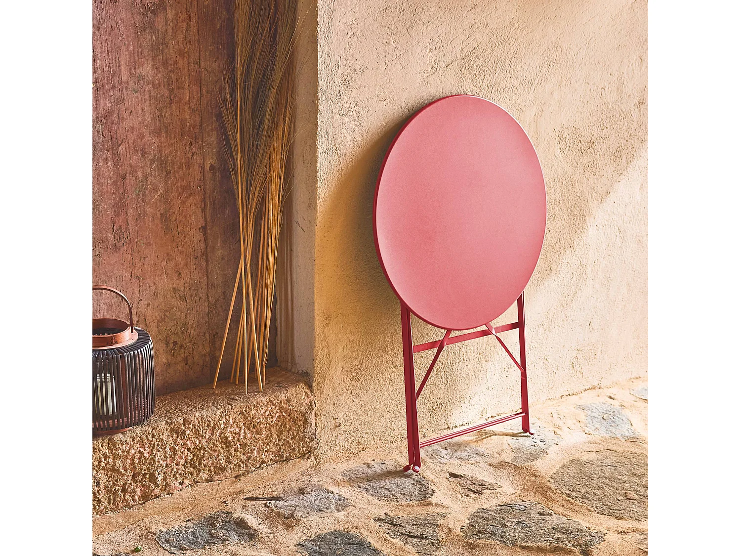 Table de jardin bistrot ronde Ø60cm pliable en acier thermolaqué