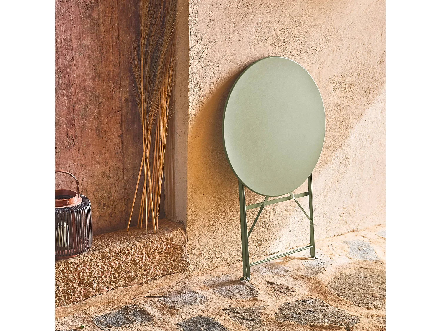 Table de jardin bistrot ronde Ø60cm pliable en acier thermolaqué