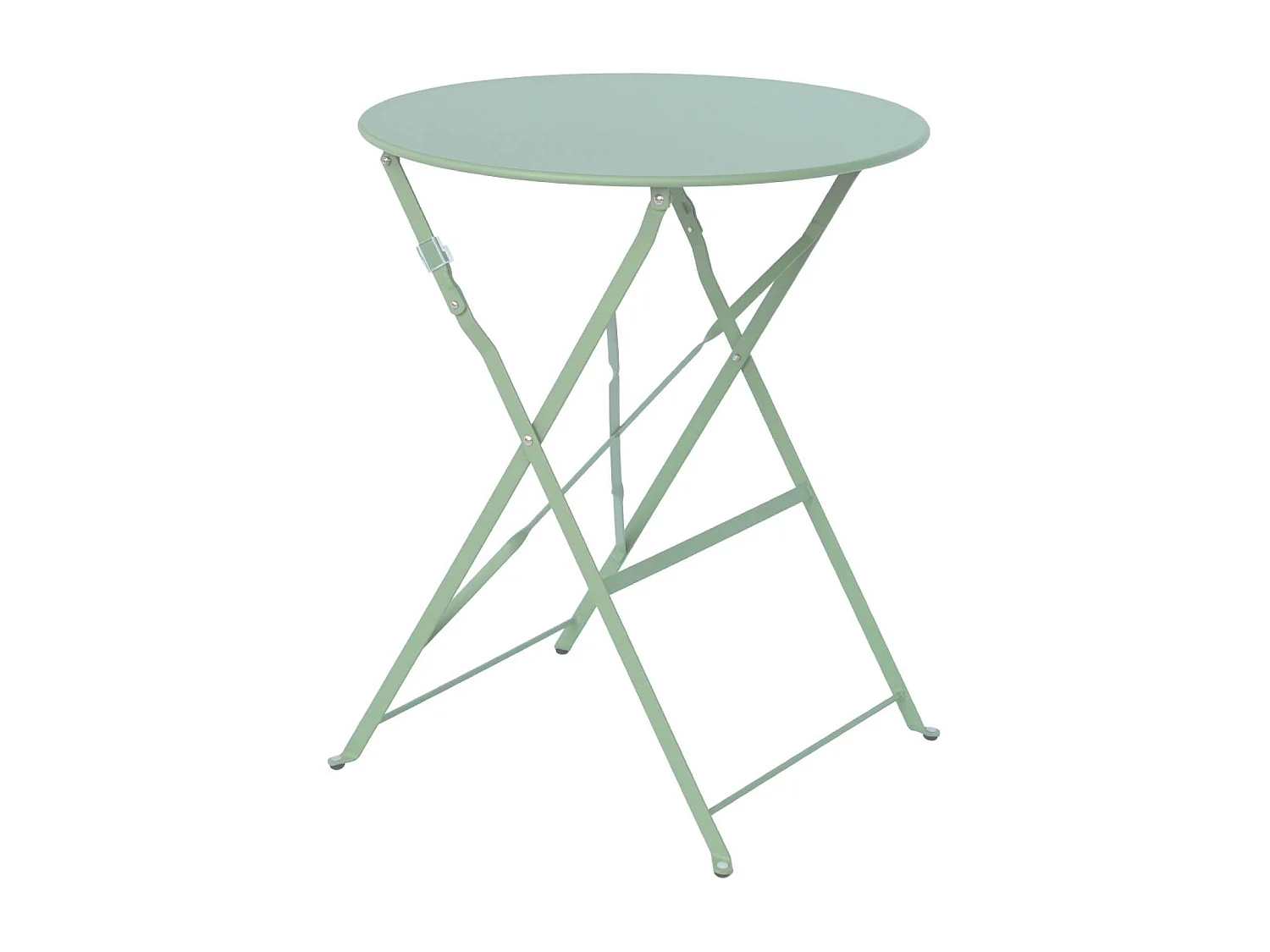 Mesa de jardín bistro plegable de metal 60cm, 2 plazas verde grisáceo