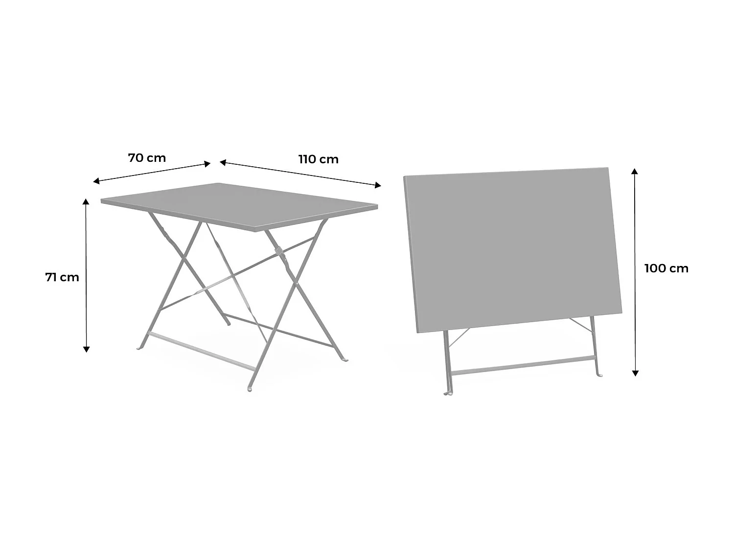 Mesa de jardín bistro plegable de metal 70cm, 4 plazas terracotta
