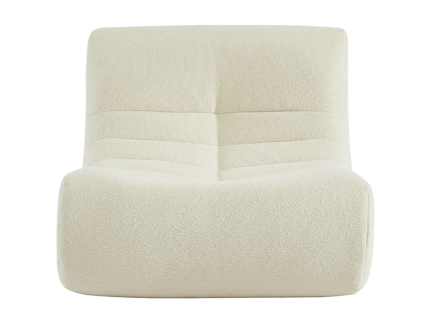 Fauteuil chauffeuse en bouclette texturée blanc style contemporain 1 place