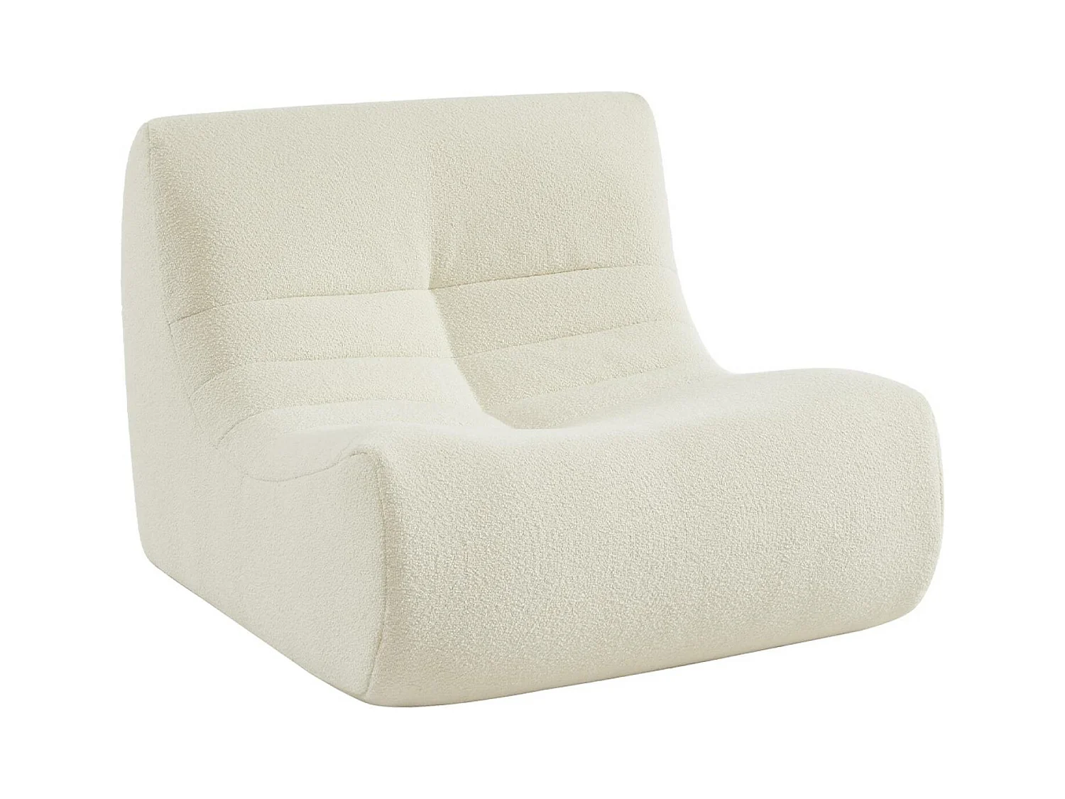 Fauteuil chauffeuse en bouclette texturée blanc style contemporain 1 place