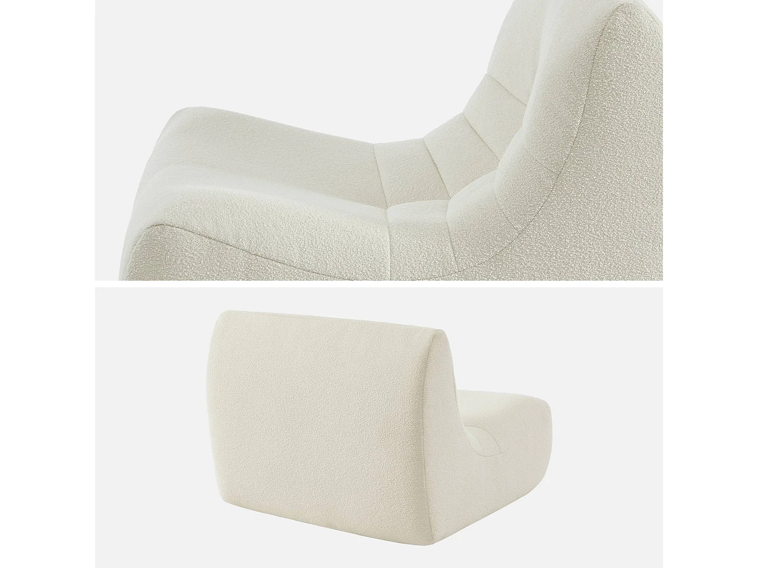 Fauteuil chauffeuse en bouclette texturée blanc style contemporain 1 place
