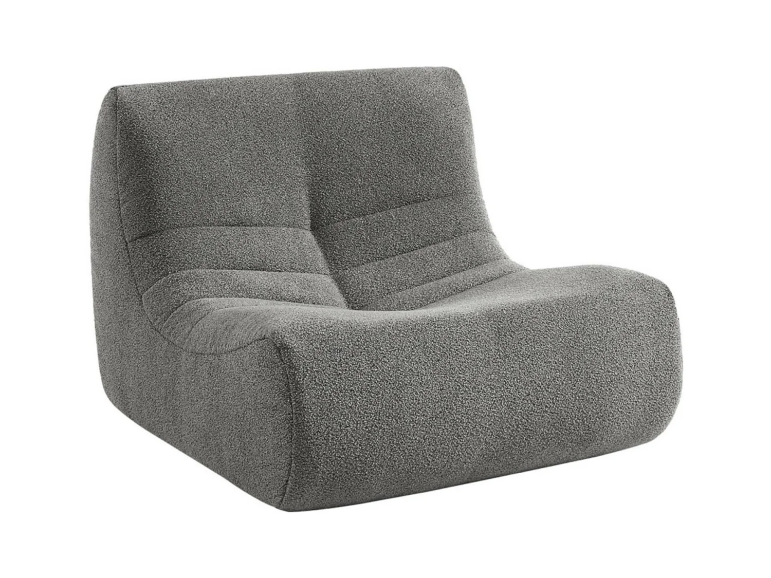 Fauteuil chauffeuse en bouclette texturée gris style contemporain 1 place