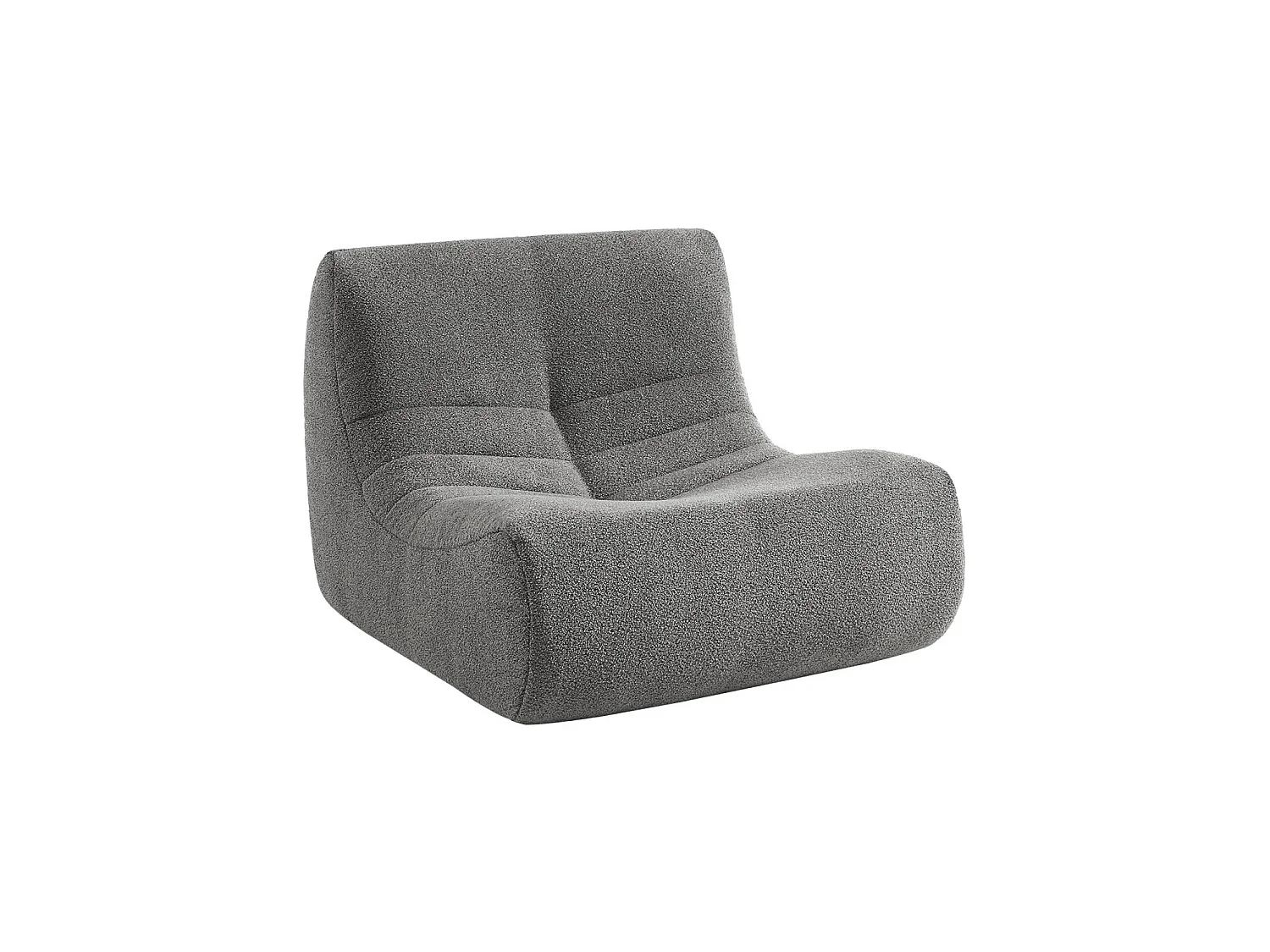 Divano modulare senza braccioli in bouclé sottovuoto e compresso, Sokol bouclé, Grigio, 91x105x72 cm