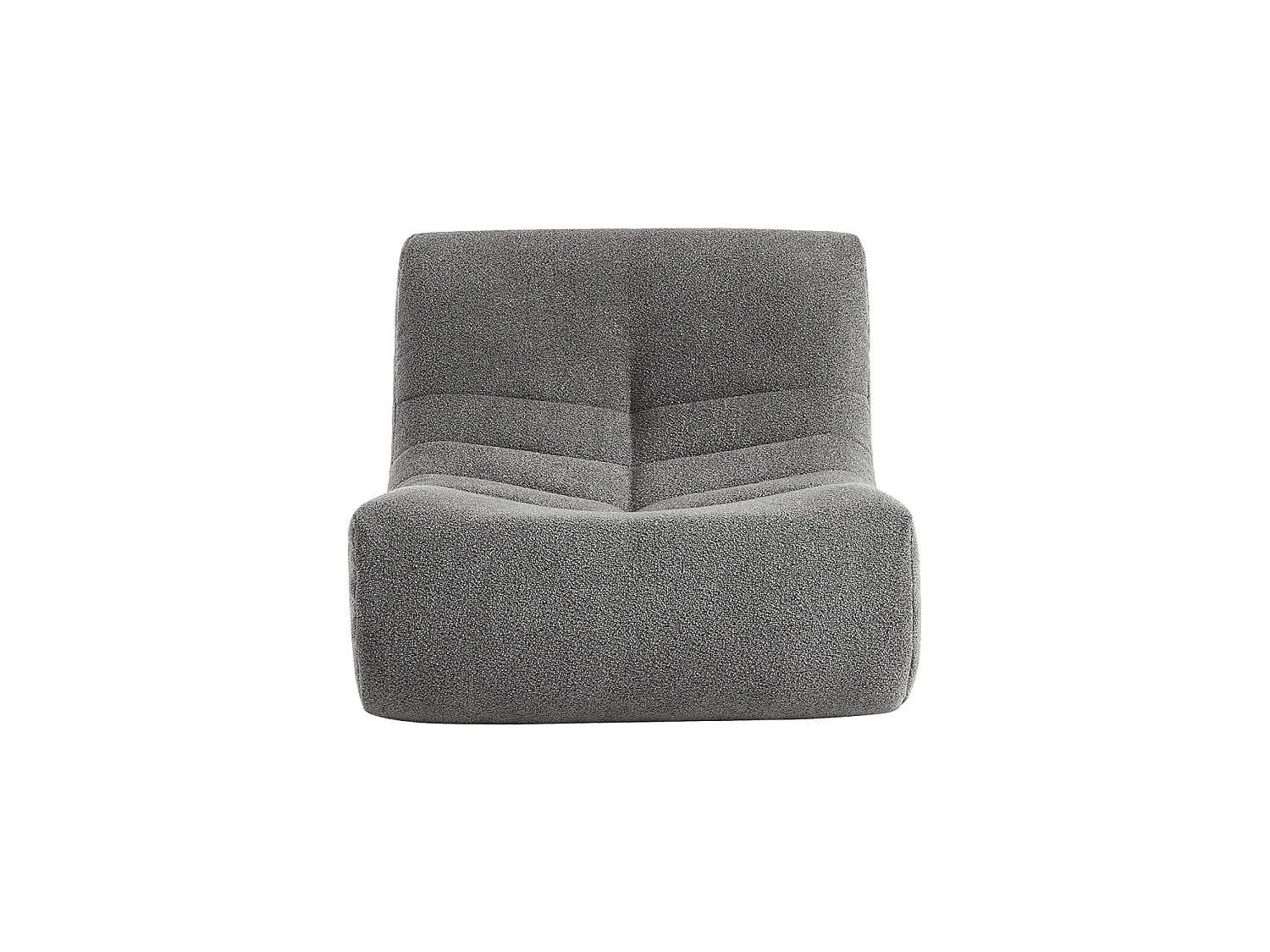 Divano modulare senza braccioli in bouclé sottovuoto e compresso, Sokol bouclé, Grigio, 91x105x72 cm