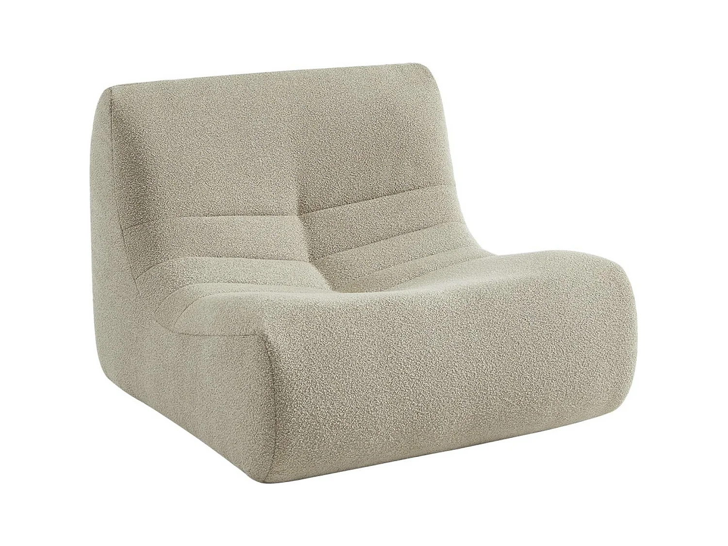 Fauteuil chauffeuse en bouclette texturée beige style contemporain 1 place