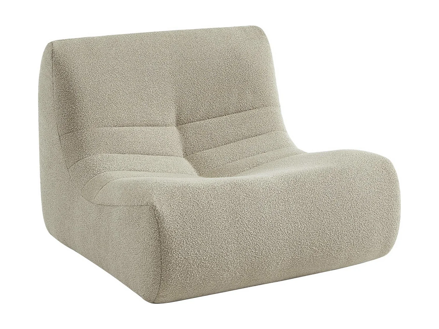 Fauteuil chauffeuse en bouclette texturée beige style contemporain 1 place