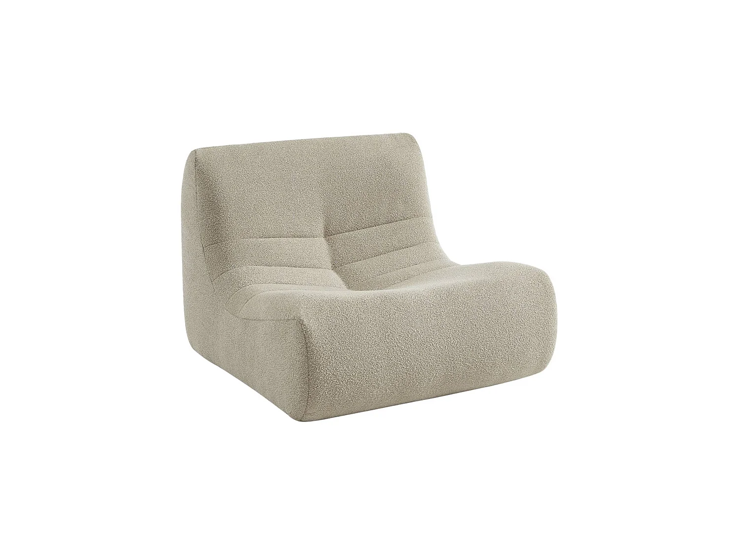 Fauteuil chauffeuse en bouclette texturée beige style contemporain 1 place