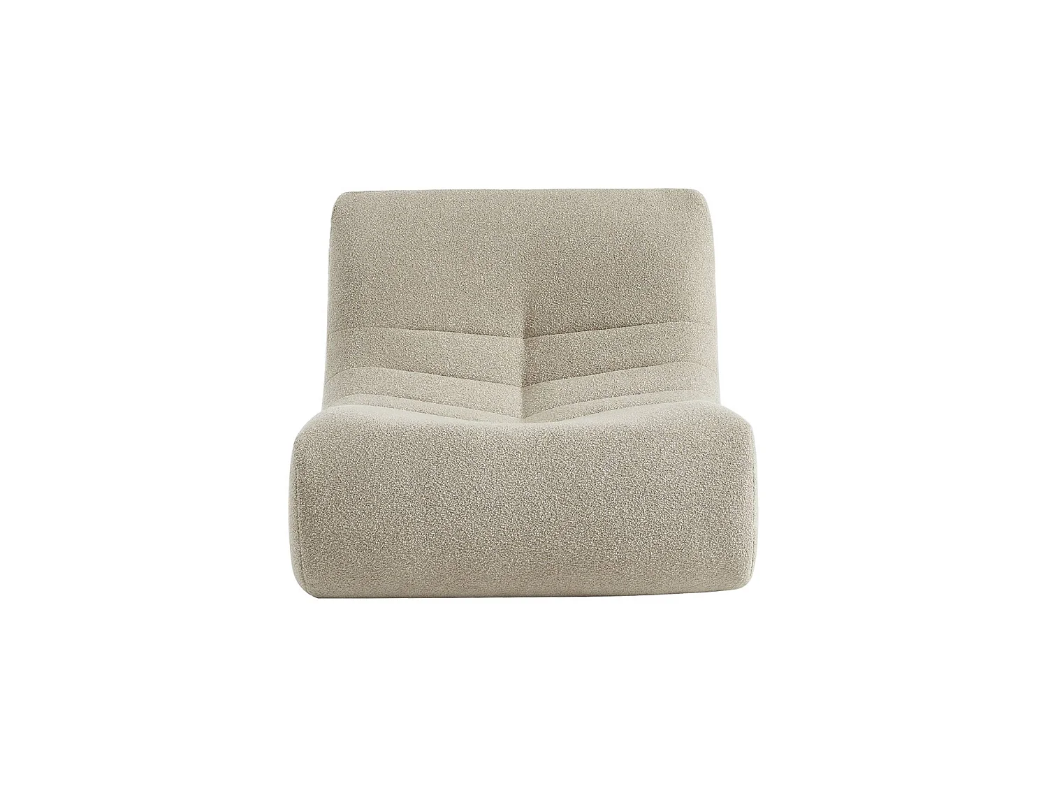 Fauteuil chauffeuse en bouclette texturée beige style contemporain 1 place