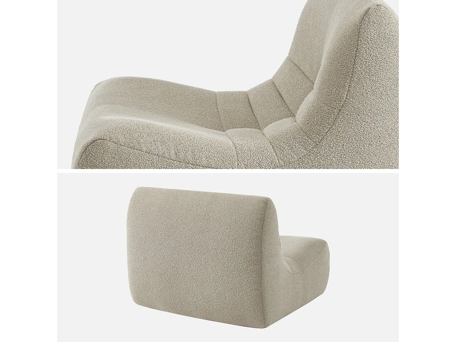 Fauteuil chauffeuse en bouclette texturée beige style contemporain 1 place