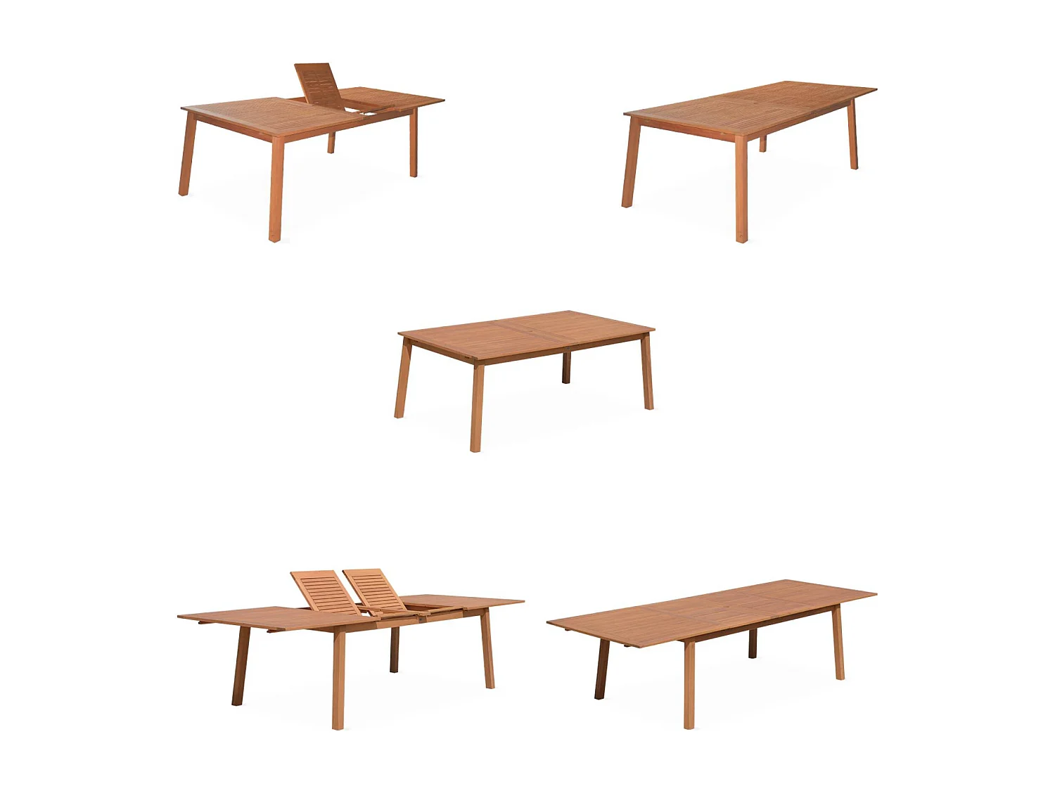 Tavolo da giardino estensibile in legno, 10 sedie, verde kaki