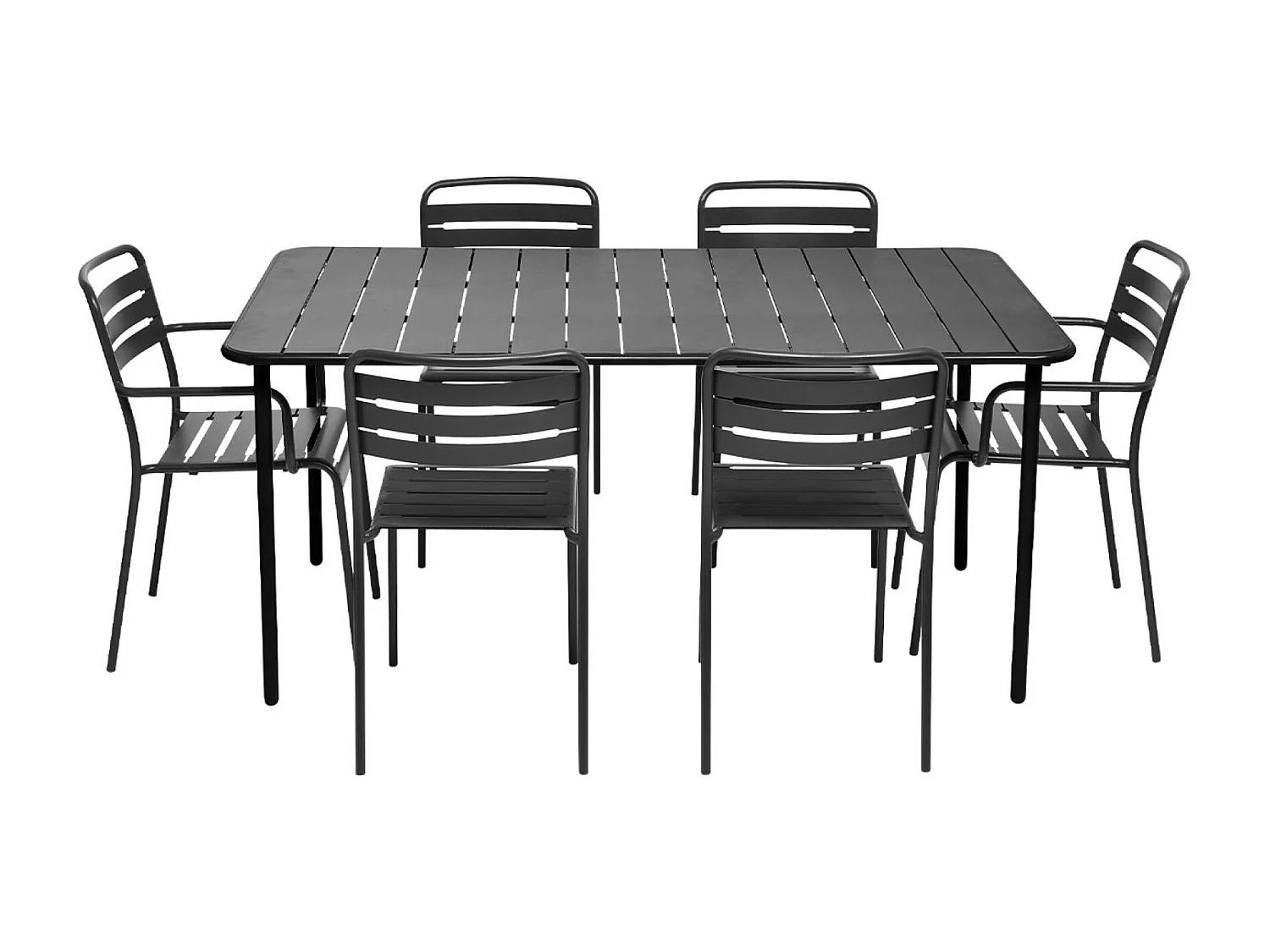 Mesa de jardín de metal 2 sillones 4 sillas antracita