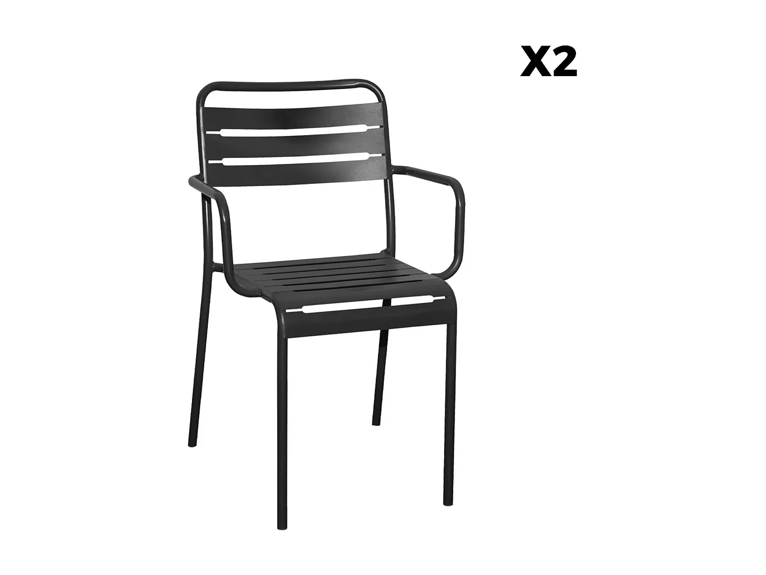 Mesa de jardín de metal 2 sillones 4 sillas antracita