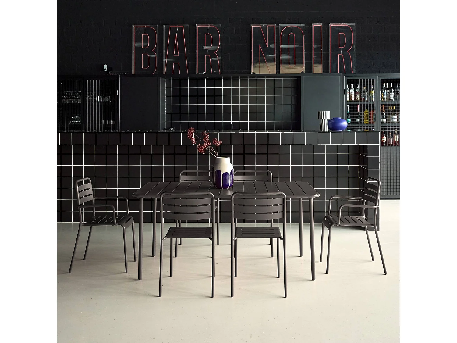 Set tavolo da giardino bistrot in metallo con 2 poltrone e 4 sedie,