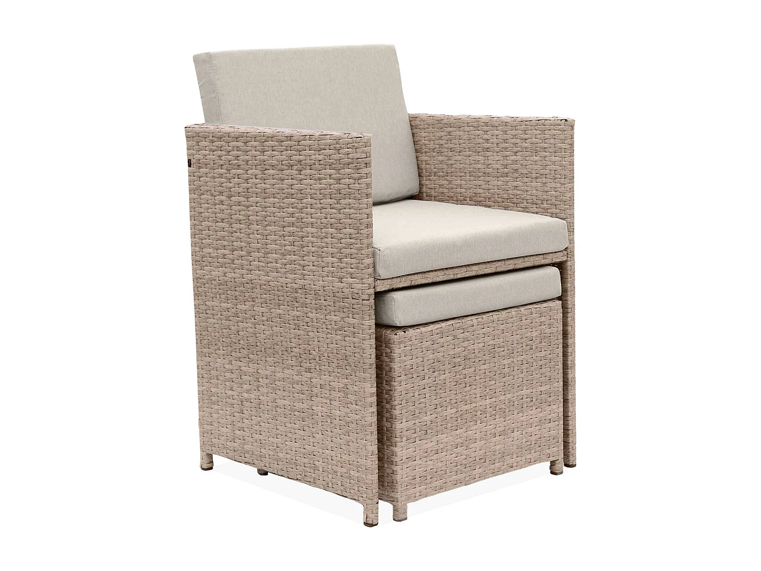 Mesa de jardín encastrable resina con 10 sillones + cobertor beige